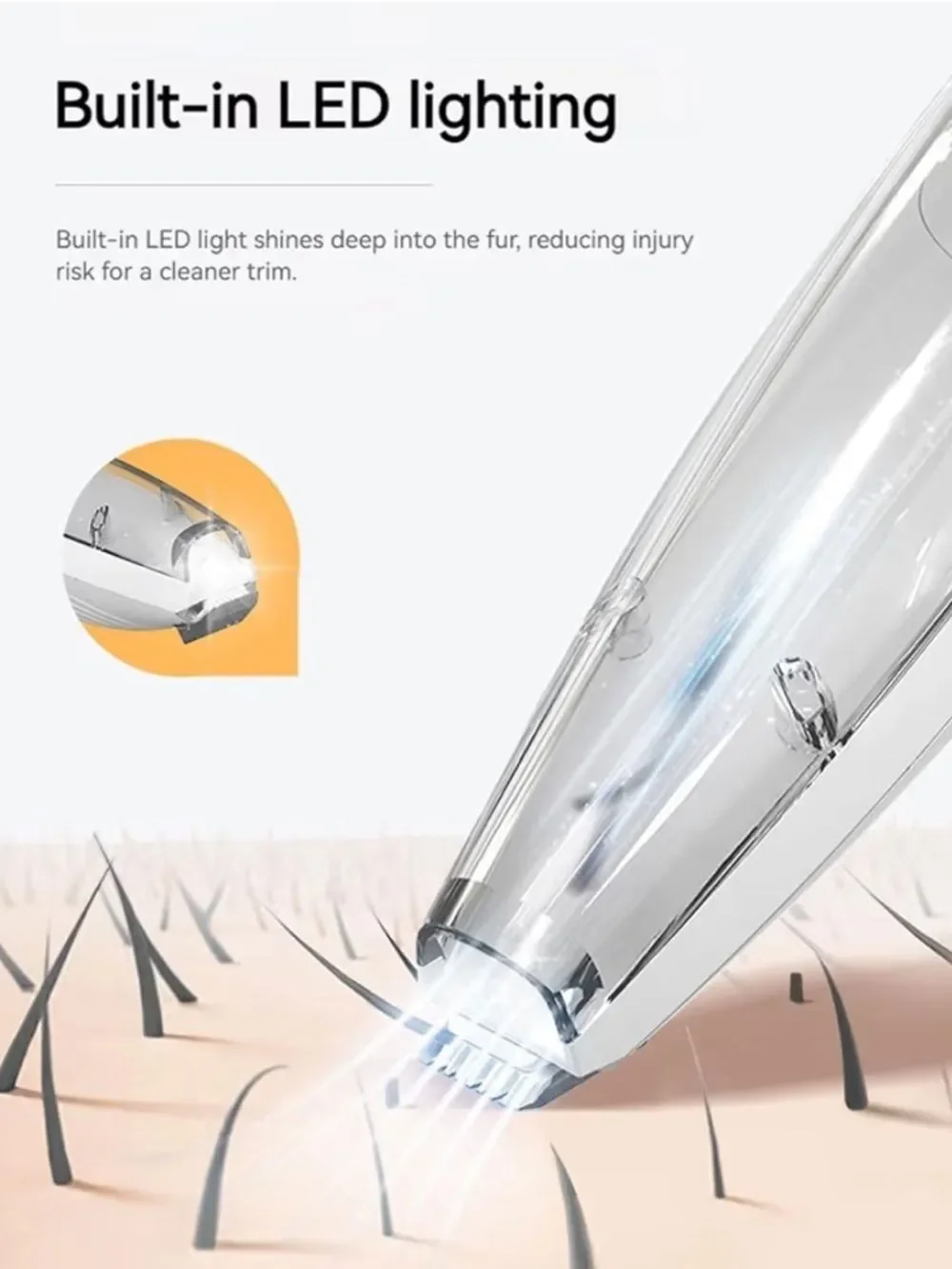 Pet Paw Hair Trimmer With Vacuum And LED Light Rechargeable